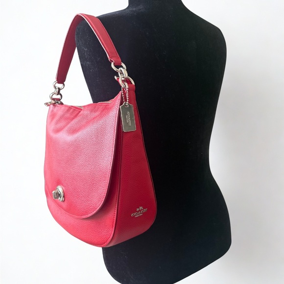 COACH Red Pebble Leather Turnlock Hobo Bag – EUC w/ Dust Bag - Picture 2 of 15
